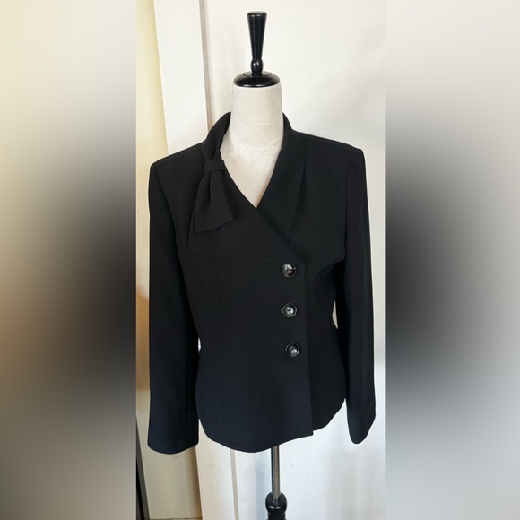 Vintage 90’s Le Suit Bow Detail Blazer Suit Jacket Formal Event Office noir - Picture 7 of 11